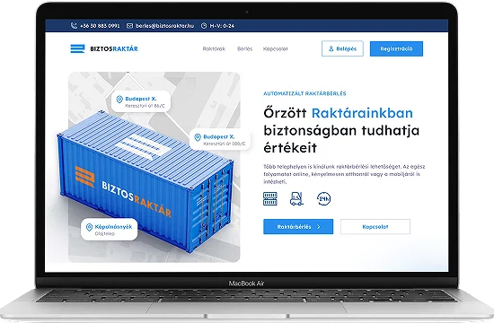 A BiztosRaktár weboldala laptopon