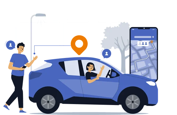 Illusztráció: parkolóhely foglalása mobilalkalmazással