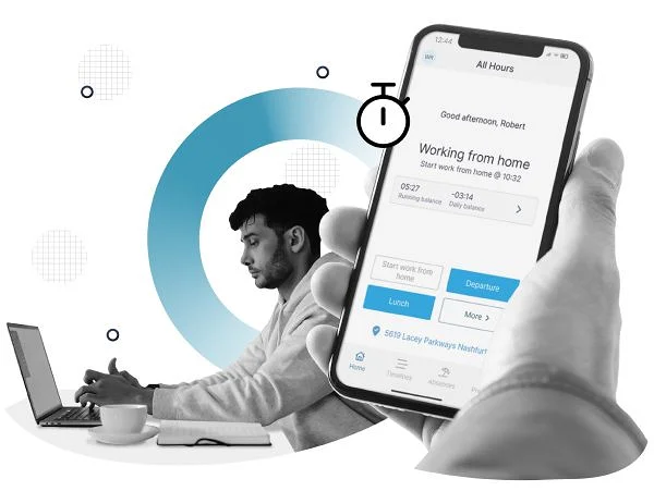 Munkaidő-regisztráció mobilalkalmazásban