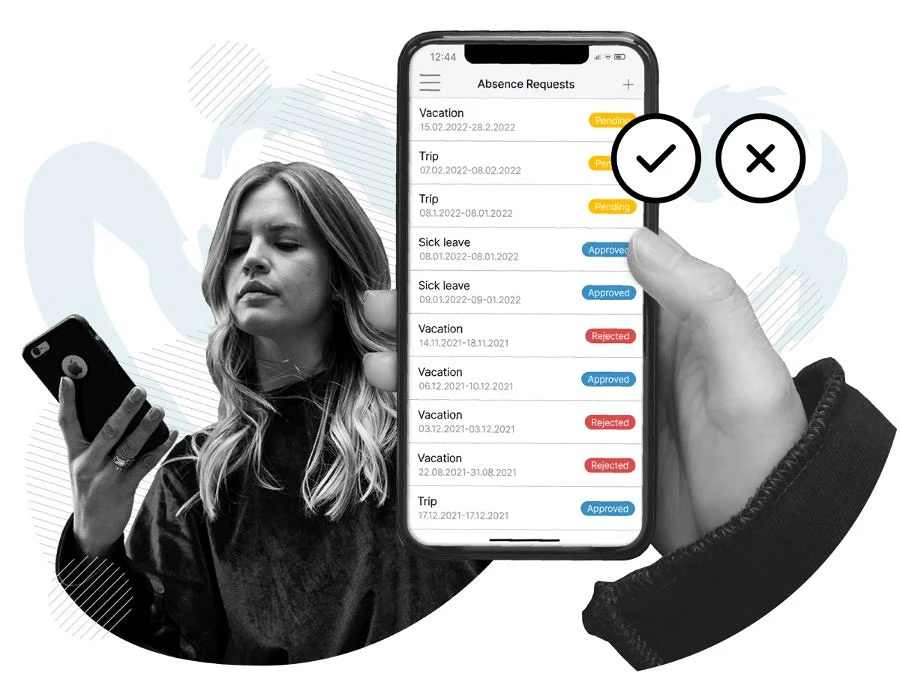 Távollét-kérelmek kezelése mobiltelefonon